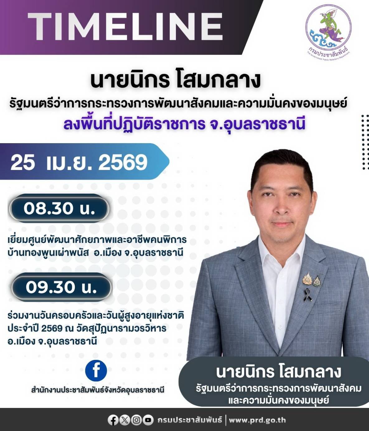 🚨 นายนิกร  โสมกลาง รัฐมนตรีว่าการกระทรวง พม. ลงพื้นที่จังหวัดอุบลราชธานี