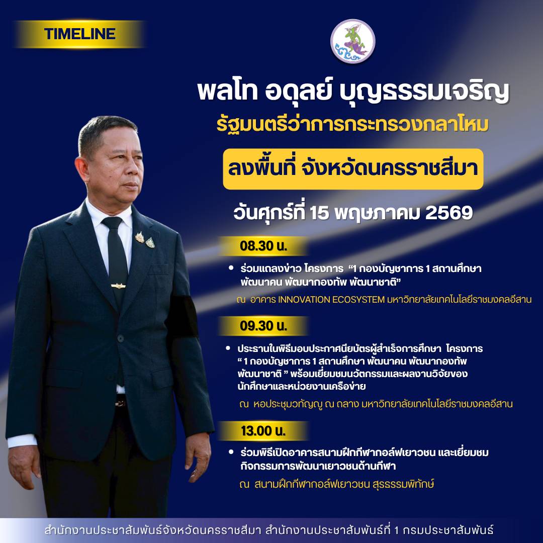 🚨รัฐมนตรีว่าการกระทรวงกลาโหม ลงพื้นที่ จังหวัดนครราชสีมา