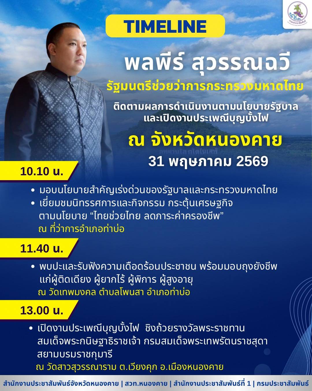 🚨รัฐมนตรีช่วยว่าการกระทรวงมหาดไทย ลงพื้นที่ จังหวัดหนองคาย