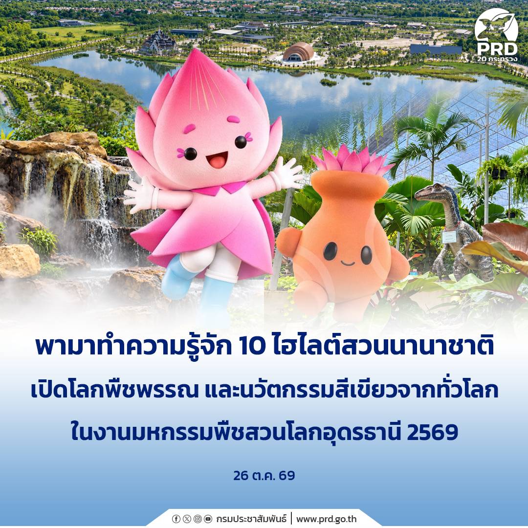 พามาทำความรู้จัก 10 ไฮไลต์สวนนานาชาติ เปิดโลกพืชพรรณ และนวัตกรรมสีเขียวจากทั่วโลก ในงานมหกรรมพืชสวนโลกอุดรธานี 2569